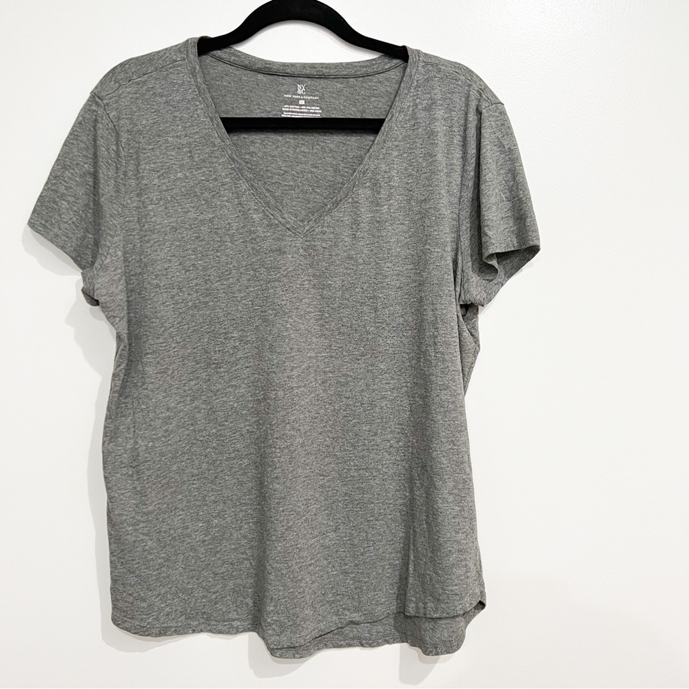 Gray Short Sleeve V Neck T-Shirt